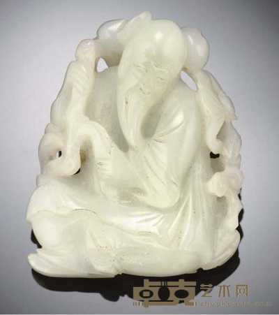 18th Century A pale celadon jade carving of Shoulao 